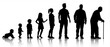 © zuchero - Human Life Cycle Silhouette From Baby to Senior Showing Aging, Growth and Life Stages