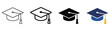 © RAKIB - Graduation hat icon with education cap symbol for university, college, academic achievement, learning and success vector.