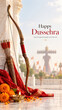 © olgakris - Vijayadashami worship shown through ornate bow arrows marigold flowers diya lamp in bright temple courtyard altar for dussehra under peaceful devotional ambience