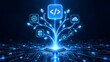 © Yusuf studio - Glowing digital technology tree growing from microchip illustrating artificial intelligence ecosystem and software growth