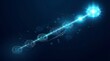 © ikhsan - Glowing blue futuristic technology timeline showing digital progress milestones connected by a glowing laser beam