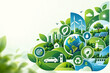 © NongEngEng - AI generated sustainable green ecosystem Earth renewable energy electric transport recycling water clean technology representing environmental conservation future innovation