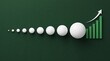 © Provas Chandra - Growth and Progress Visualized: A series of increasing size white spheres culminating in a bar chart with an upward arrow symbolizes financial growth and successful progress.