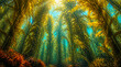 © Anom S. - Underwater Kelp Forest with Sunlight Beams Filtering Through the Ocean Water and Vibrant Marine Ecosystem Background