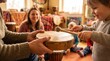 © AspctStyle - Young boy playing a hand drum held by a music teacher, capturing the joy of early childhood music education and creative development for preschool marketing and daycare brochures.