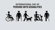 © SUMAYA AKTHER - International day of persons with disabilities icon set featuring various people with different mobility aids and accessibility needs