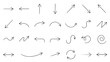 © Abdul - Thin pen sketch arrow set for minimal infographic and editorial design covering wavy, curved, looping, spiral and directional navigation pointers in fine line style