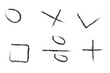 © png stock - Handwritten check and cross mark symbols set isolated on white background