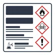 © Anat art - Safety labels show hazard pictograms for chemicals in a laboratory to provide clear warnings about dangers and required actions