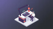 © Shapeloom Design - Podcast studio technology isometric illustration — audio content production concept