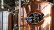 © Generative AI - Close up copper brewing tank with gauge and