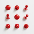 © Generative AI - Nine red pushpins arranged on white background