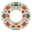 © Hafif - Decorative Autumn Leaf Wreath with Pumpkins and Acorns for Seasonal Design and Greeting Card Background