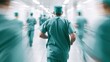 © Generative AI - Doctor running through hospital corridor with motion blur