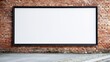 © Generative AI - Blank white billboard mounted on red brick wall