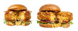 © Nafisa - Two crispy fried mac and cheese burgers isolated on transparent background