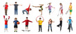 © New Africa - Children with various sports equipment, collage of portraits on white background. Classes in different sporting activities