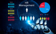 © InfiniteFlow - A digital illustration showcasing a robotic hand interacting with a human resource management graphic, highlighting team distribution and diversity in the workplace. Ledger