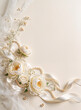 © Muhammad - An elegant wedding celebration background featuring white silk ribbons, delicate ivory flowers, pearl-like decorative elements