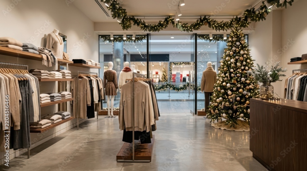 Elegant Fashion Boutique Interior Decorated for Christmas Holidays ...