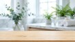 © SAIDAYESMIN - Bright living room interior with a wooden table and blurred background