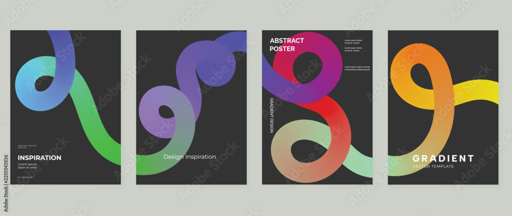 Vector de Stock Colorful abstract vector poster set with looping ...