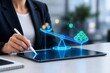 © SheikhRasel - Business person uses tablet for balancing digital assets and resources, symbolizing investment and resource management.