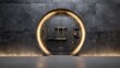 © Naphatson - Futuristic steel bank vault door slightly open in a dark concrete wall