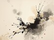 © Ugan - Abstract asian ink splash art on vintage paper surface