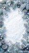 © FIDDAN ATELIER - Christmas holiday frame with snowy fir branches and silver ornaments