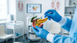 © Iryna - Medical professional hands in blue gloves pointing at human pancreas anatomical model in clinic, medical education and human biology study