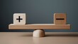 © Derek - plus and minus on balanced wooden scale pros and cons concept