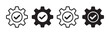 © Suraiyajannat - Multiple gear and checkmark icons in various styles for process and verification elements.