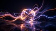 © Mohammad - Abstract glowing plasma sphere with light trails, futuristic energy orb concept, vibrant neon motion swirl background