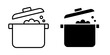 © vector land - Cooking pot icon in outline and solid style, isolated on white background. Ideal for kitchen, cooking, food preparation, and culinary related features in mobile and web design.