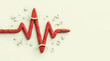 © All-In-One - Clay red heartbeat pulse line with happy and sad faces on a light background with stars and swirls.