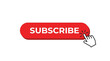 © Zuhaib - Red subscribe button vector graphic illustration with hand cursor pointer clicking on white background