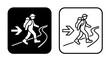 © Adobe - Minimalist hiker icon walking on trail with directional arrow in flat vector style
