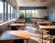 © IrenaBlechova - a modern classroom in a school is designed with functionality and comfort in mind the room features contemporary furniture such as ergonomic desks and chairs