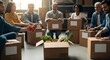 © Artha - Diverse Group Sharing Food Boxes.