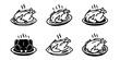 © Dream Frame Studio - Set of roasted Thanksgiving turkey icons on plates