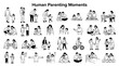 © Daily Potret - Monochrome Vector Illustrations Capturing Diverse Parenting Experiences and Cherished Family Moments