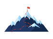 © Bibekananda - Mountain peak with path and red flag isolated on transparent background