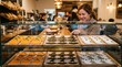 © mimiow - Woman choosing Halloween cookies at bakery display case