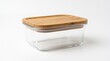 © Zaryab - Reusable glass food container with wooden lid for meal prep and storage