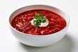 © robertuzhbt89 - Traditional Ukrainian Borscht Beetroot Soup Topped with Fresh Sour Cream and Parsley in White Bowl Culinary Heritage Concept