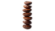 © MR. AK BOSS - Vertically stacked roasted coffee beans with flying aromatic arabica seeds for morning espresso advertising element isolated on a transparent backgrounds