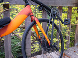 detail of a recumbent bike with front wheel drive