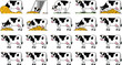 © sreebinodchandra - Dairy Cow Feeding and Livestock Husbandry Vector Icon Set with Holstein Cattle Grazing Hay Straw Silage Bales and Manger Barn Troughs