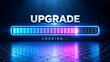 © Belawa art - Futuristic 3D upgrade concept with glowing neon loading progress bar representing software update and system improvement